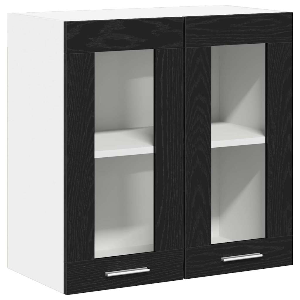 Hanging Glass Cabinet with Shelf Riga Black oak 60 x 31 x 60 cm